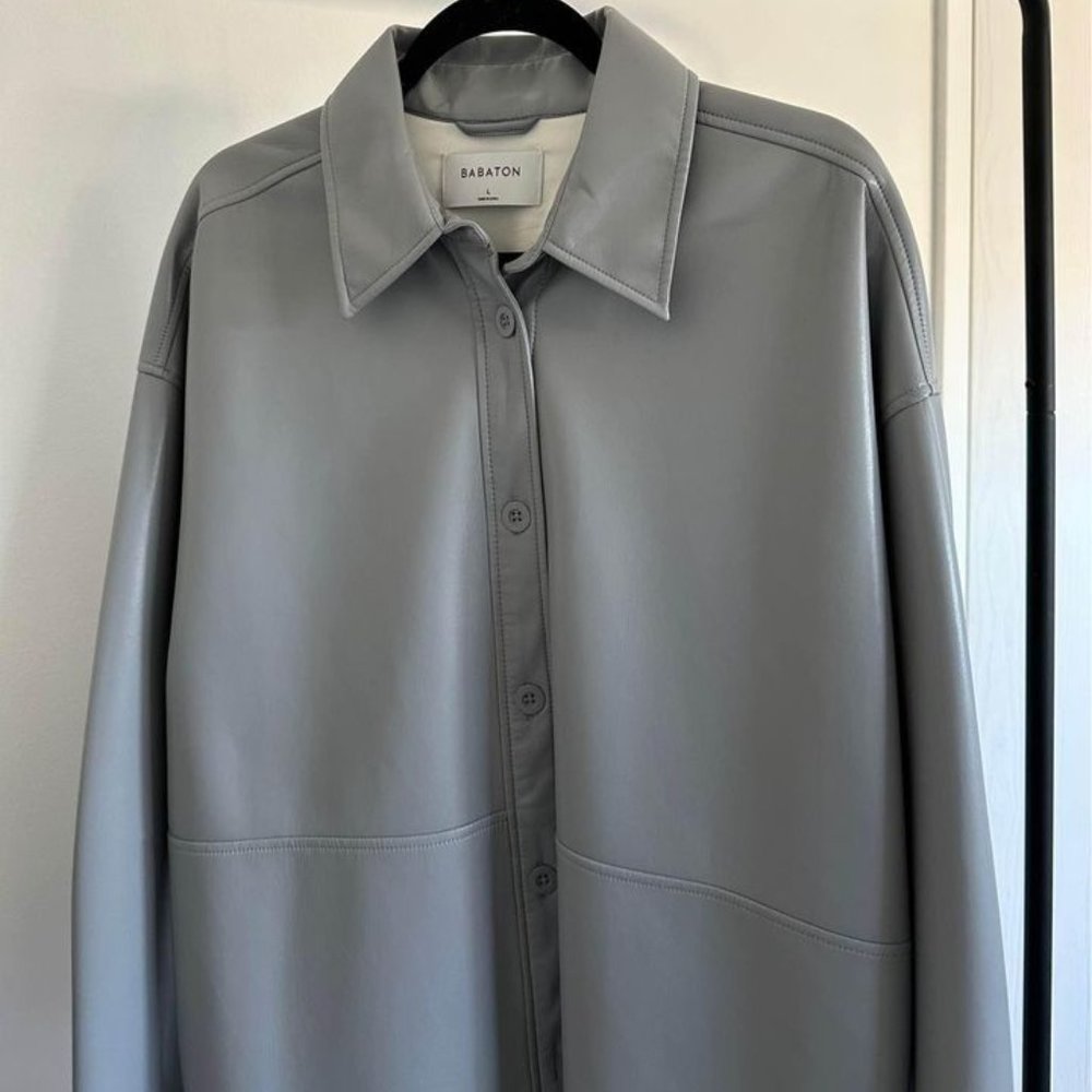 Babaton Pelli Vegan Leather Shirt Jacket Size L